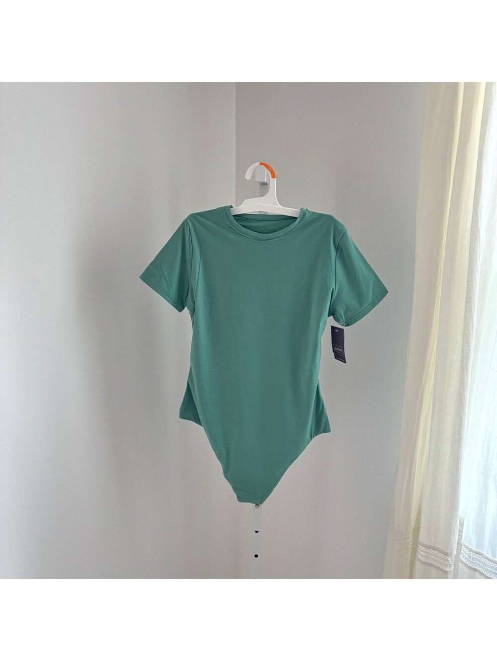 Auden NWT Women's Green Fully Lined Luxe Bodysuit Short Sleeve Size M